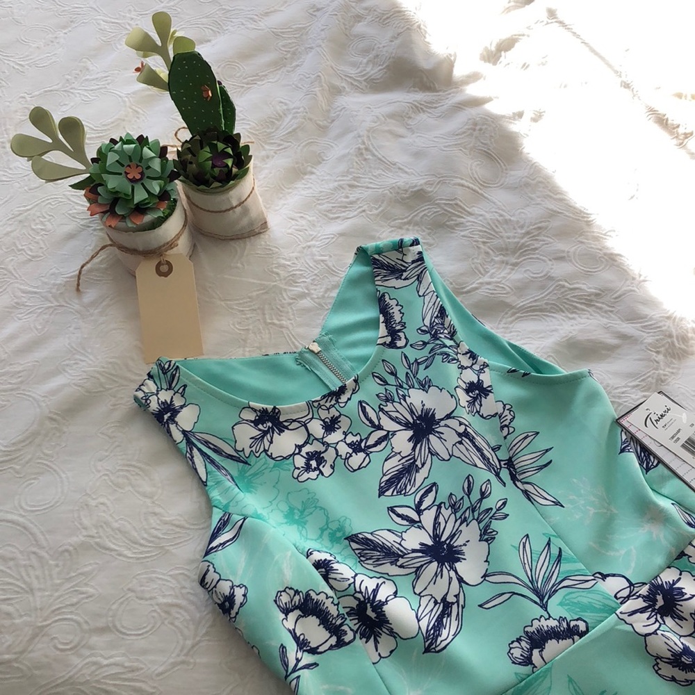 NWT Nordstrom Green and White Teen Skater Dress
